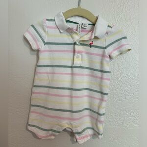 Janie and Jack, 3 to 6 month, multicolor striped polo romper, like new